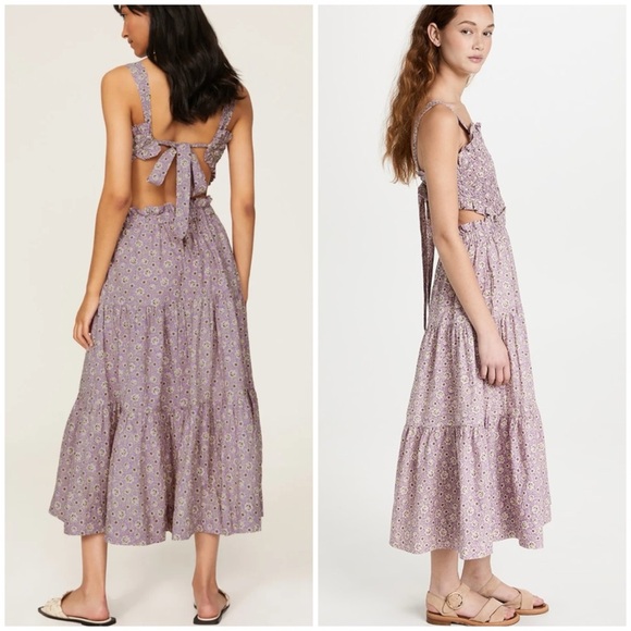 SEA NEW YORK Ida Apron Lilac Midi Dress SZ S - Picture 3 of 10